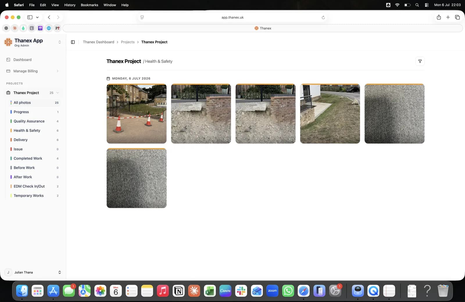 Photos filtered to one Photo Type in the web portal