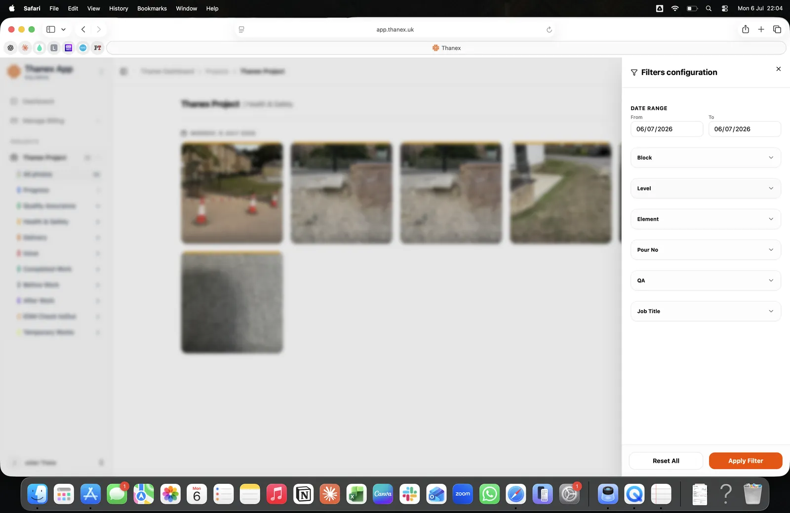 Photos filtered by person and job title in the web portal