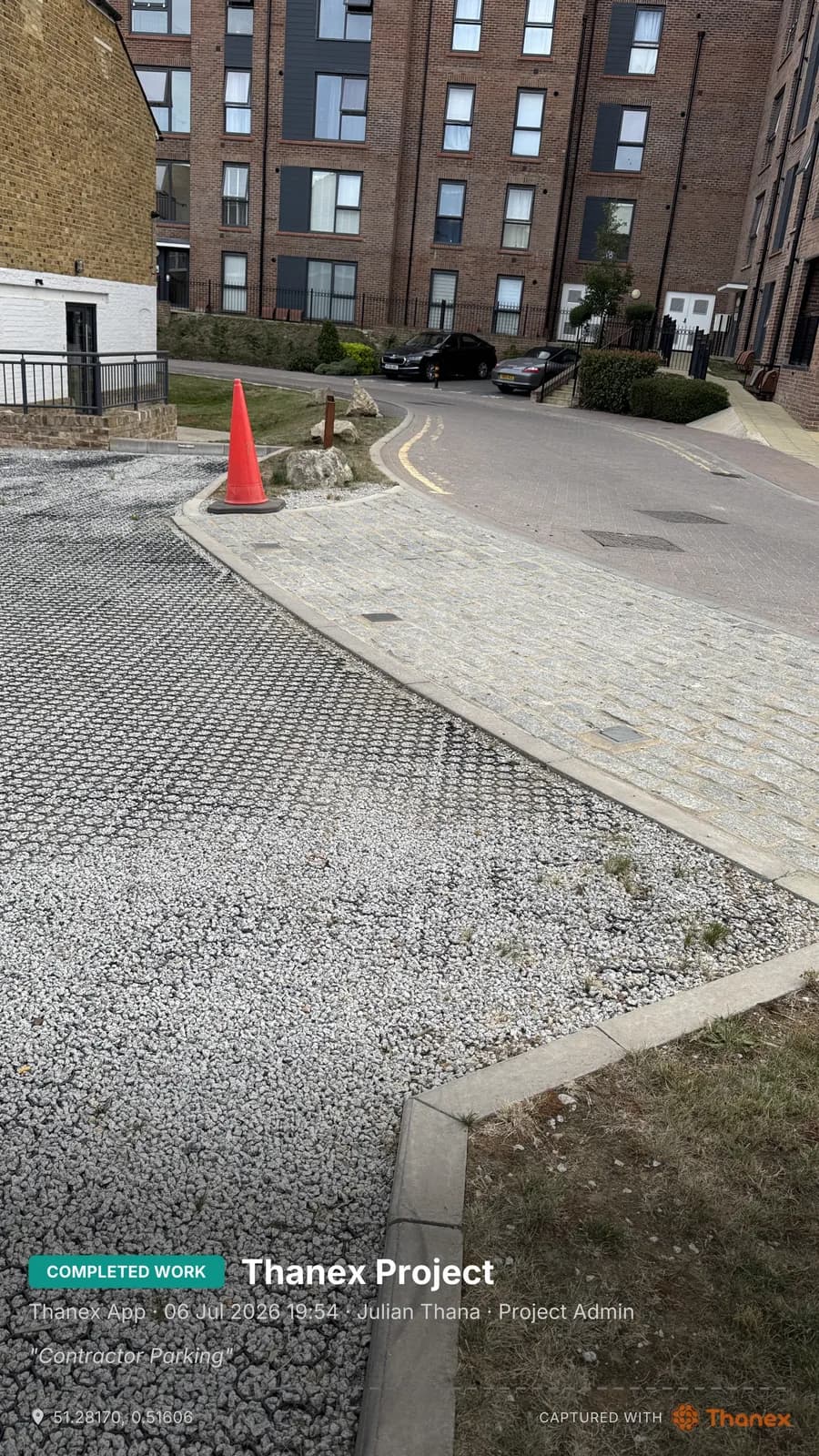Completed work photo stamped with project details