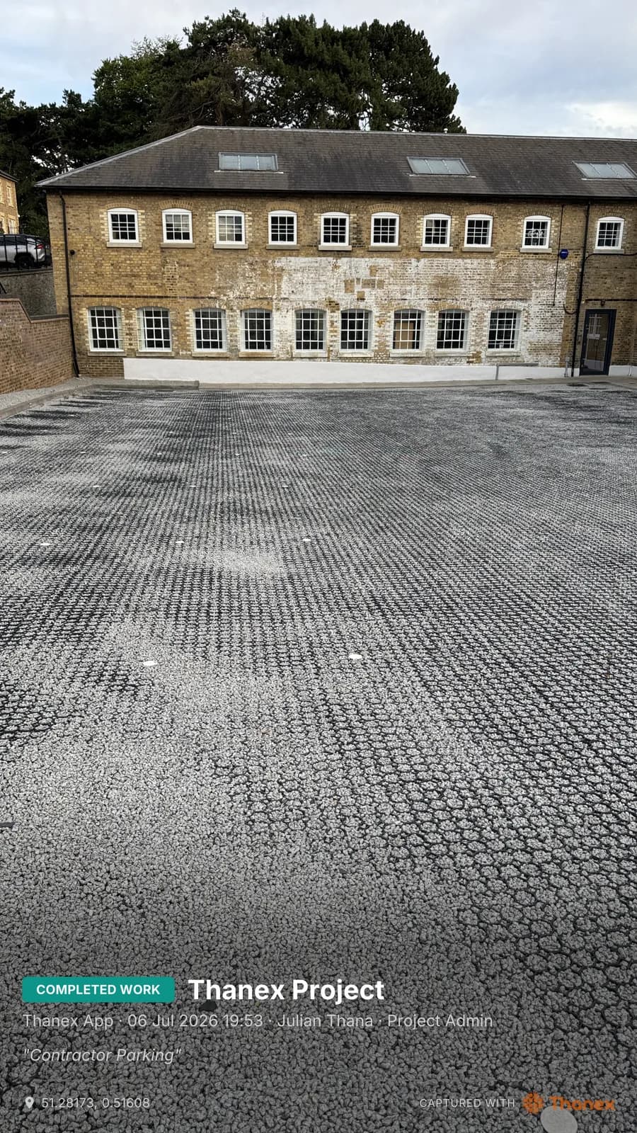Completed work photo stamped on site